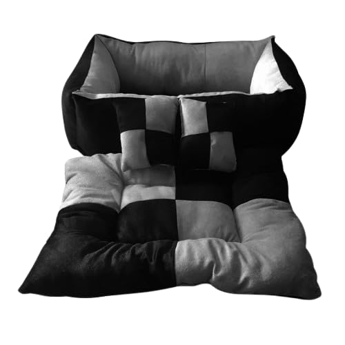 Cutepups Rectangle Shapes and Reversible Soft Velvet Dog Bed for Sleeping and Non-Slip Bottom Pet Bed for Dog (Grey/Black Color)
