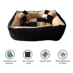 Cutepups Rectangle Shapes and Reversible Soft Velvet Dog Bed for Sleeping and Non-Slip Bottom Pet Bed for Dog (Cream/Black Color)