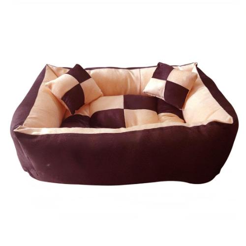 Cutepups Rectangle Shapes and Reversible Soft Velvet Dog Bed for Sleeping and Non-Slip Bottom Pet Bed for Dog (Cream/Brown Color)