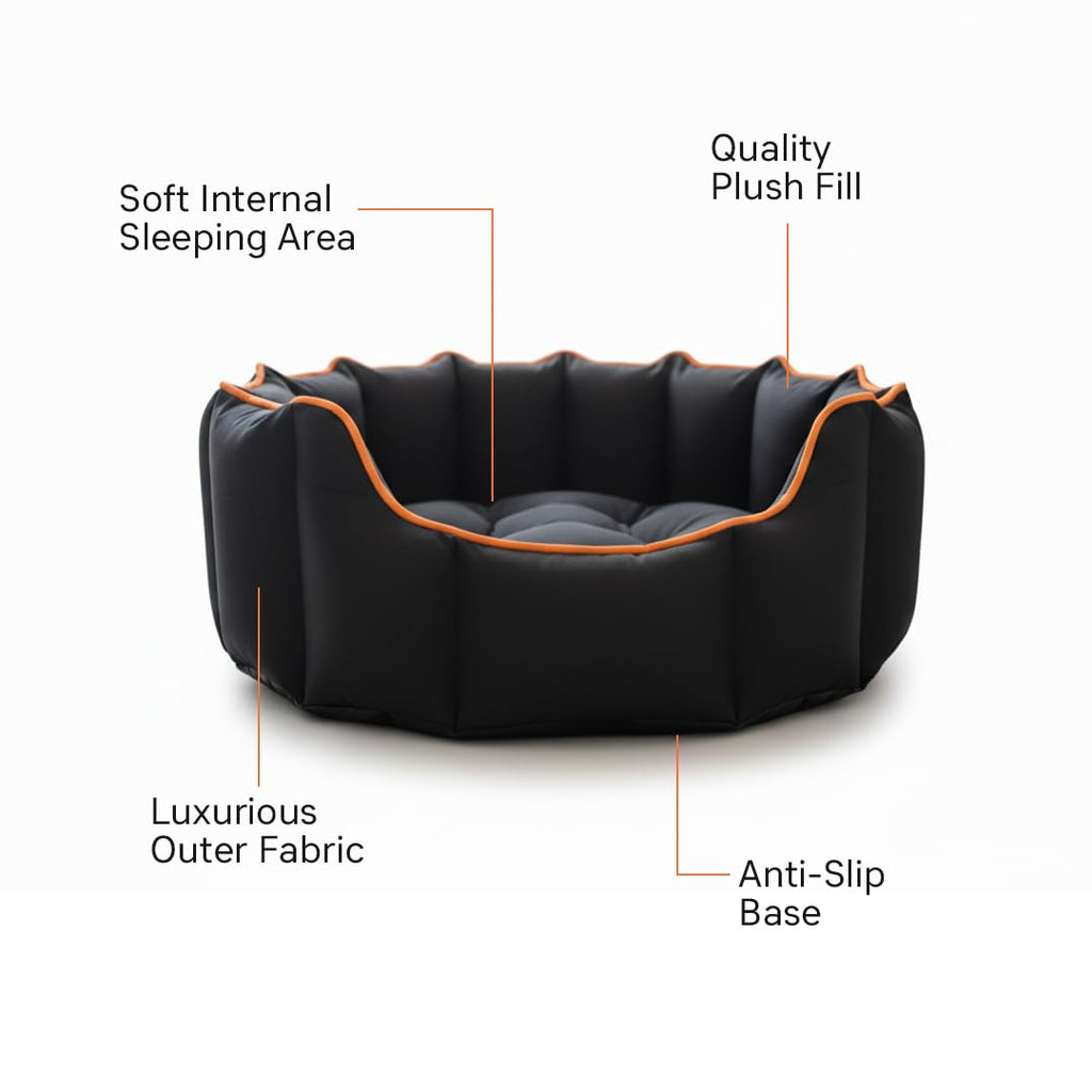 Cutepups Round Shape Pet Bed for Large Dogs & Cats – Comfortable Sleeping Cushion, Lightweight & Washable Pet Nest, Ideal Cozy Indoor Bed for Pets of All Breeds (Large, Charcoal Black)