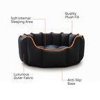 Cutepups Round Shape Pet Bed for Large Dogs & Cats – Comfortable Sleeping Cushion, Lightweight & Washable Pet Nest, Ideal Cozy Indoor Bed for Pets of All Breeds (Large, Charcoal Black)