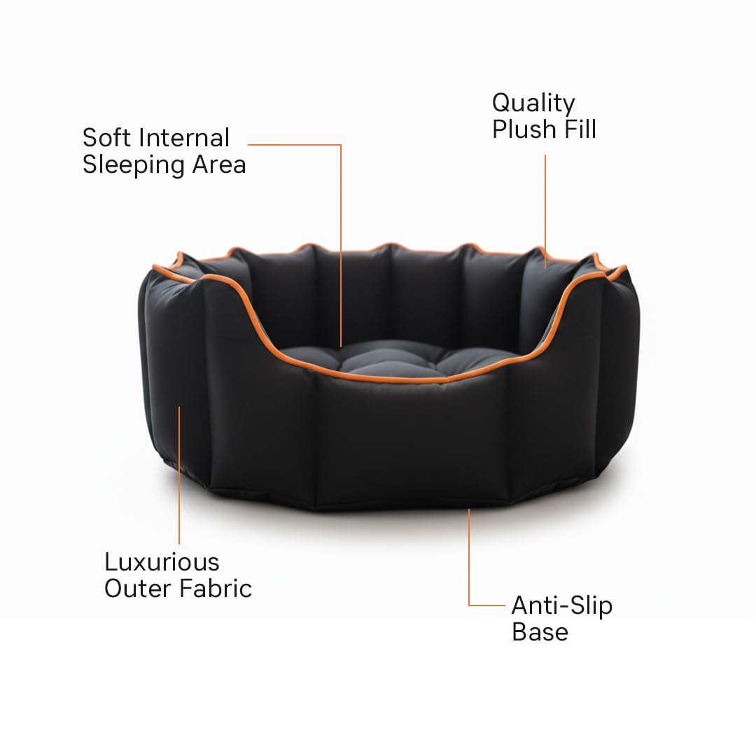 Cutepups Round Shape Pet Bed for Large Dogs & Cats – Comfortable Sleeping Cushion, Lightweight & Washable Pet Nest, Ideal Cozy Indoor Bed for Pets of All Breeds (Large, Charcoal Black)