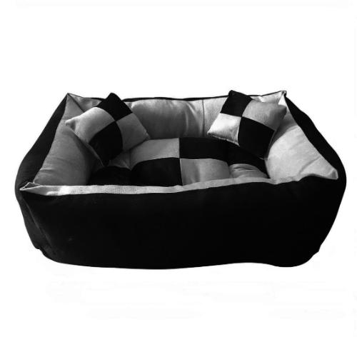 Cutepups Rectangle Shapes and Reversible Soft Velvet Dog Bed for Sleeping and Non-Slip Bottom Pet Bed for Dog (Grey/Black Color)