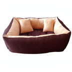 Cutepups Rectangle Shapes and Reversible Soft Velvet Dog Bed for Sleeping and Non-Slip Bottom Pet Bed for Dog (Cream/Brown Color)