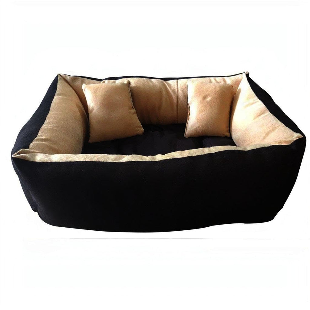 Cutepups Rectangle Shapes and Reversible Soft Velvet Dog Bed for Sleeping and Non-Slip Bottom Pet Bed for Dog (Cream/Black Color)