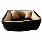 Cutepups Rectangle Shapes and Reversible Soft Velvet Dog Bed for Sleeping and Non-Slip Bottom Pet Bed for Dog (Cream/Black Color)
