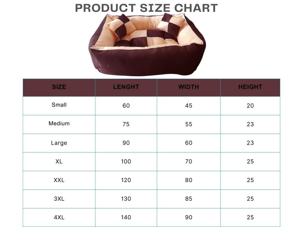 Cutepups Rectangle Shapes and Reversible Soft Velvet Dog Bed for Sleeping and Non-Slip Bottom Pet Bed for Dog (Cream/Brown Color)
