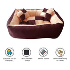 Cutepups Rectangle Shapes and Reversible Soft Velvet Dog Bed for Sleeping and Non-Slip Bottom Pet Bed for Dog (Cream/Brown Color)