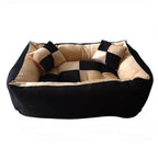 Cutepups Rectangle Shapes and Reversible Soft Velvet Dog Bed for Sleeping and Non-Slip Bottom Pet Bed for Dog (Cream/Black Color)