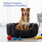 Cutepups Round Shape Pet Bed for Large Dogs & Cats – Comfortable Sleeping Cushion, Lightweight & Washable Pet Nest, Ideal Cozy Indoor Bed for Pets of All Breeds (Large, Charcoal Black)