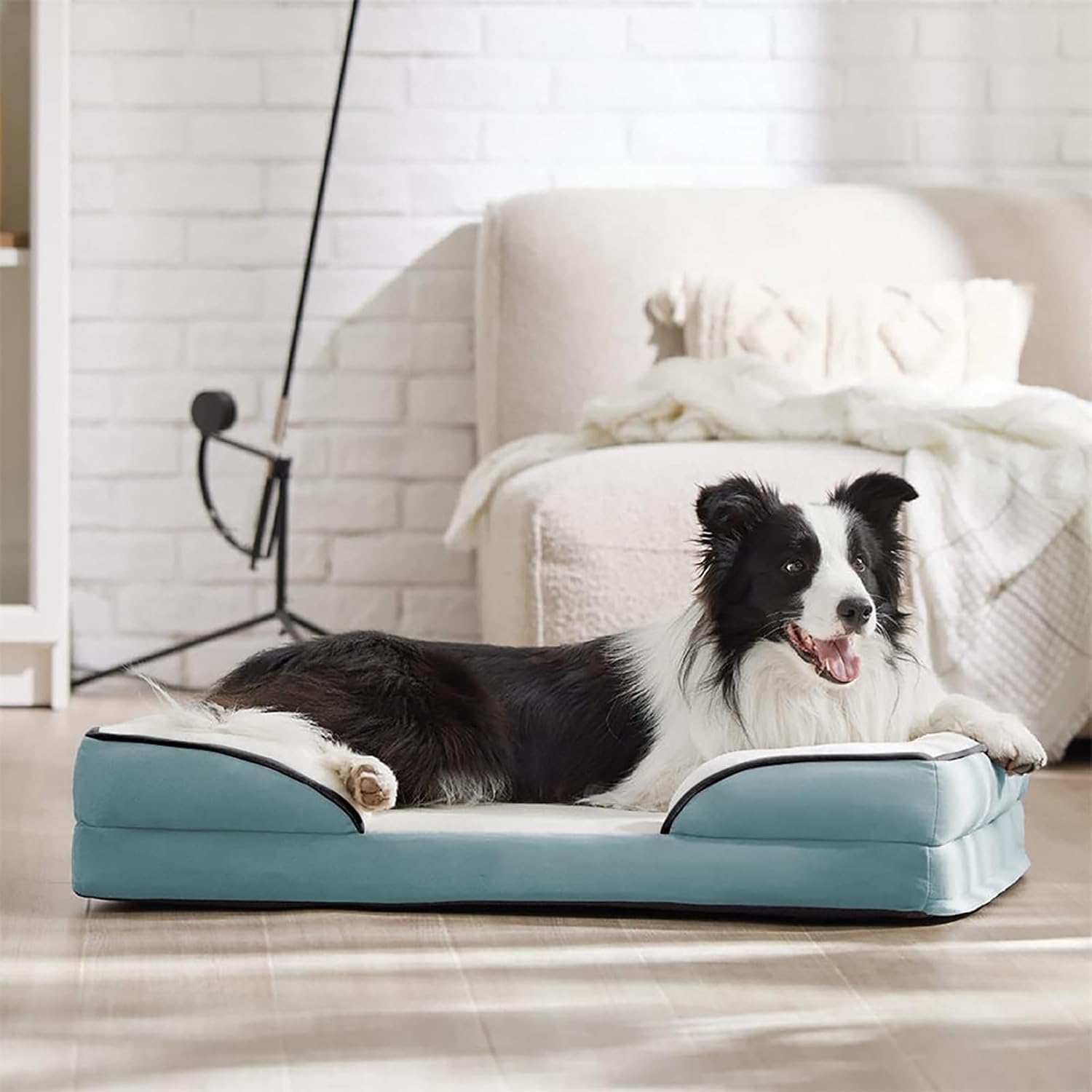 Cutepups Orthopedic Dog Bed Comfortable Dog Mattress for Sleeping, Washable pet Bed for Dogs (Washed Blue/Cream)