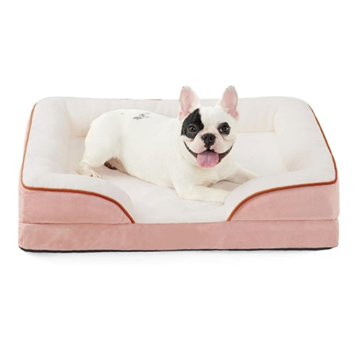 Cutepups Orthopedic Dog Bed Comfortable Dog Mattress for Sleeping, Washable pet Bed for Dogs (Pink/Cream)