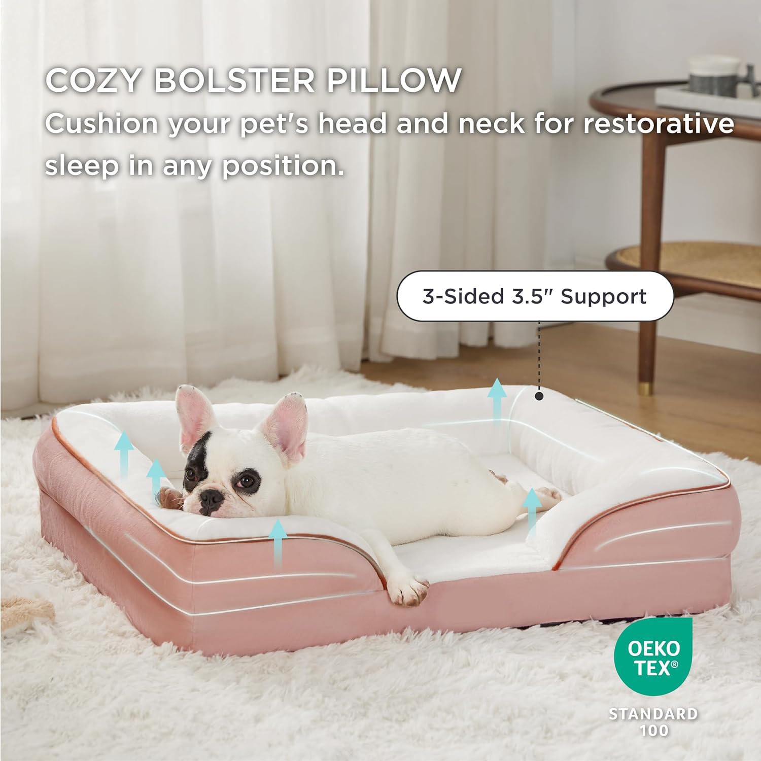 Cutepups Orthopedic Dog Bed Comfortable Dog Mattress for Sleeping, Washable pet Bed for Dogs (Pink/Cream)