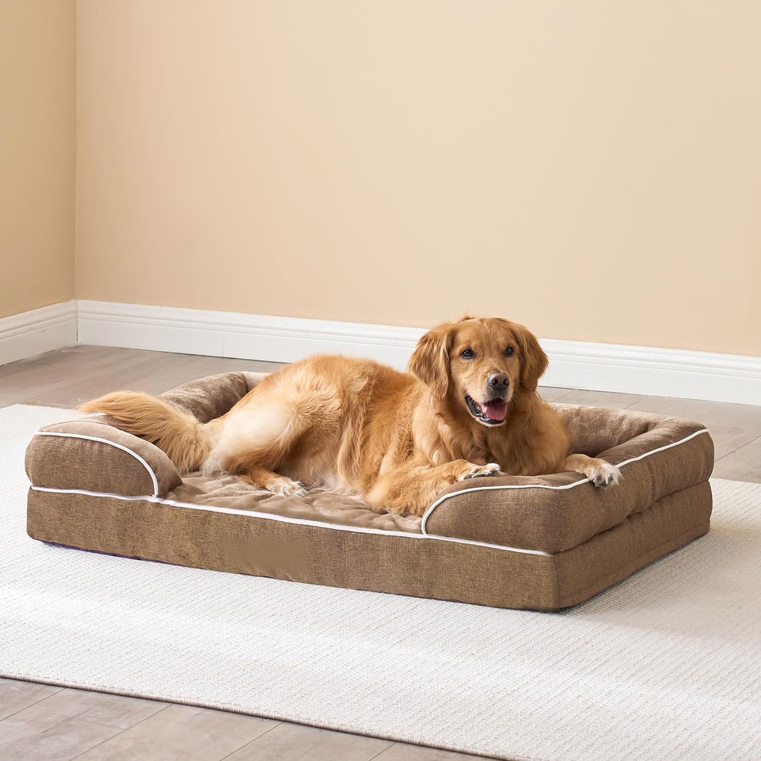 Cutepups Orthopedic Dog Bed Comfortable Dog Mattress for Sleeping, Washable pet Bed for Dogs Camel Color