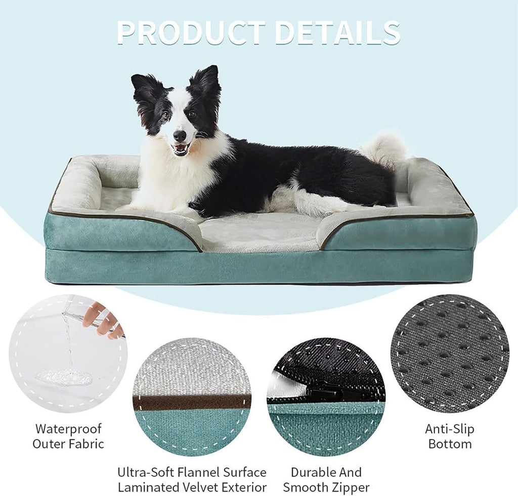 Cutepups Orthopedic Dog Bed Comfortable Dog Mattress for Sleeping, Washable pet Bed for Dogs (Washed Blue/Cream)