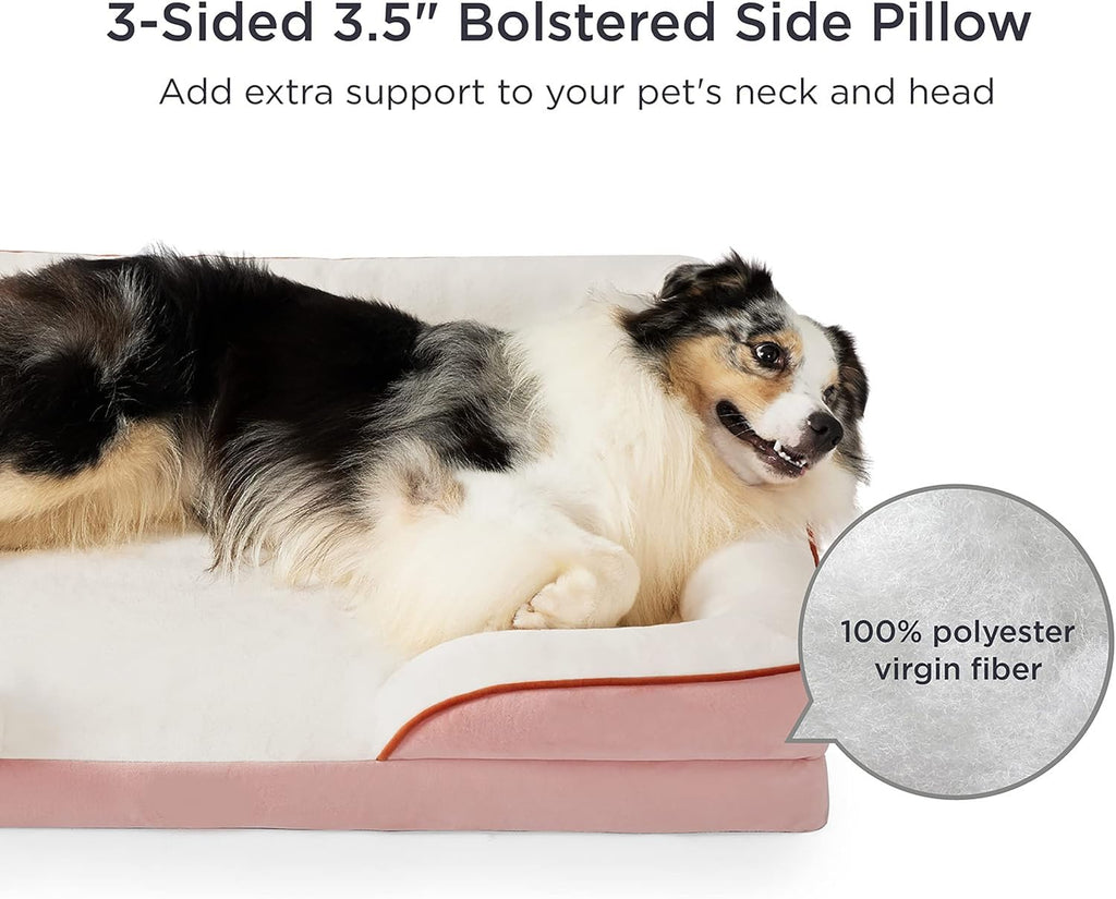 Cutepups Orthopedic Dog Bed Comfortable Dog Mattress for Sleeping, Washable pet Bed for Dogs (Pink/Cream)