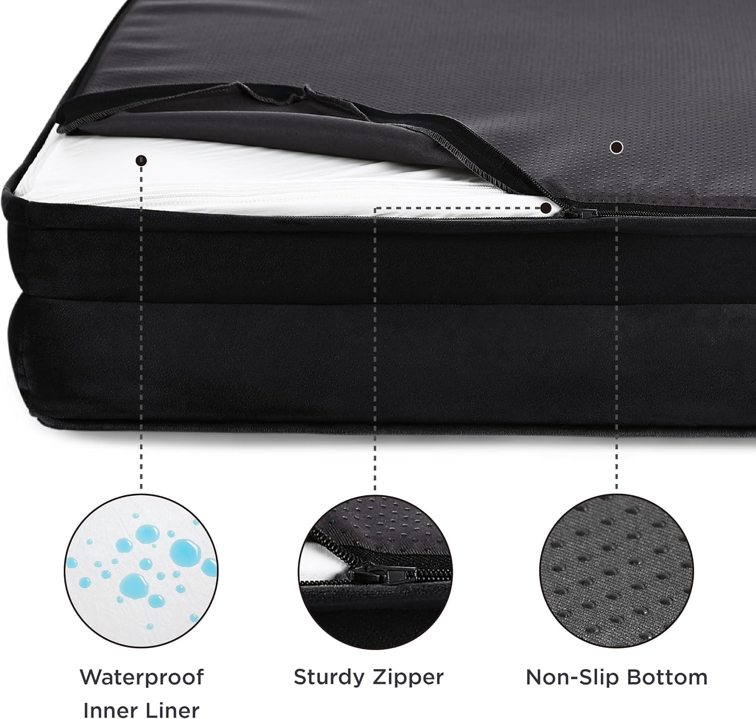 Cutepups Orthopedic Dog Bed Comfortable Dog Mattress for Sleeping, Washable pet Bed for Dogs (Only Black)