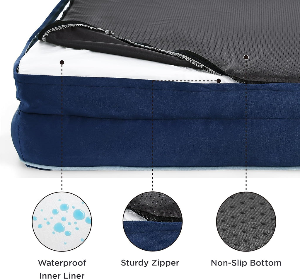 Cutepups Orthopedic Dog Bed Comfortable Dog Mattress for Sleeping, Washable pet Bed for Dogs (Navy Blue)