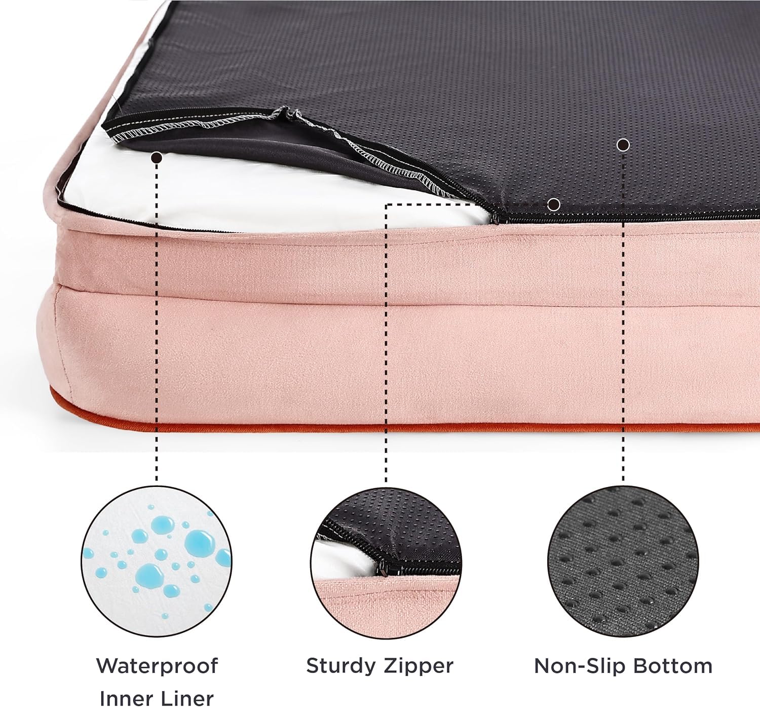 Cutepups Orthopedic Dog Bed Comfortable Dog Mattress for Sleeping, Washable pet Bed for Dogs (Pink/Cream)