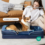 Cutepups Orthopedic Dog Bed Comfortable Dog Mattress for Sleeping, Washable pet Bed for Dogs (Navy Blue)