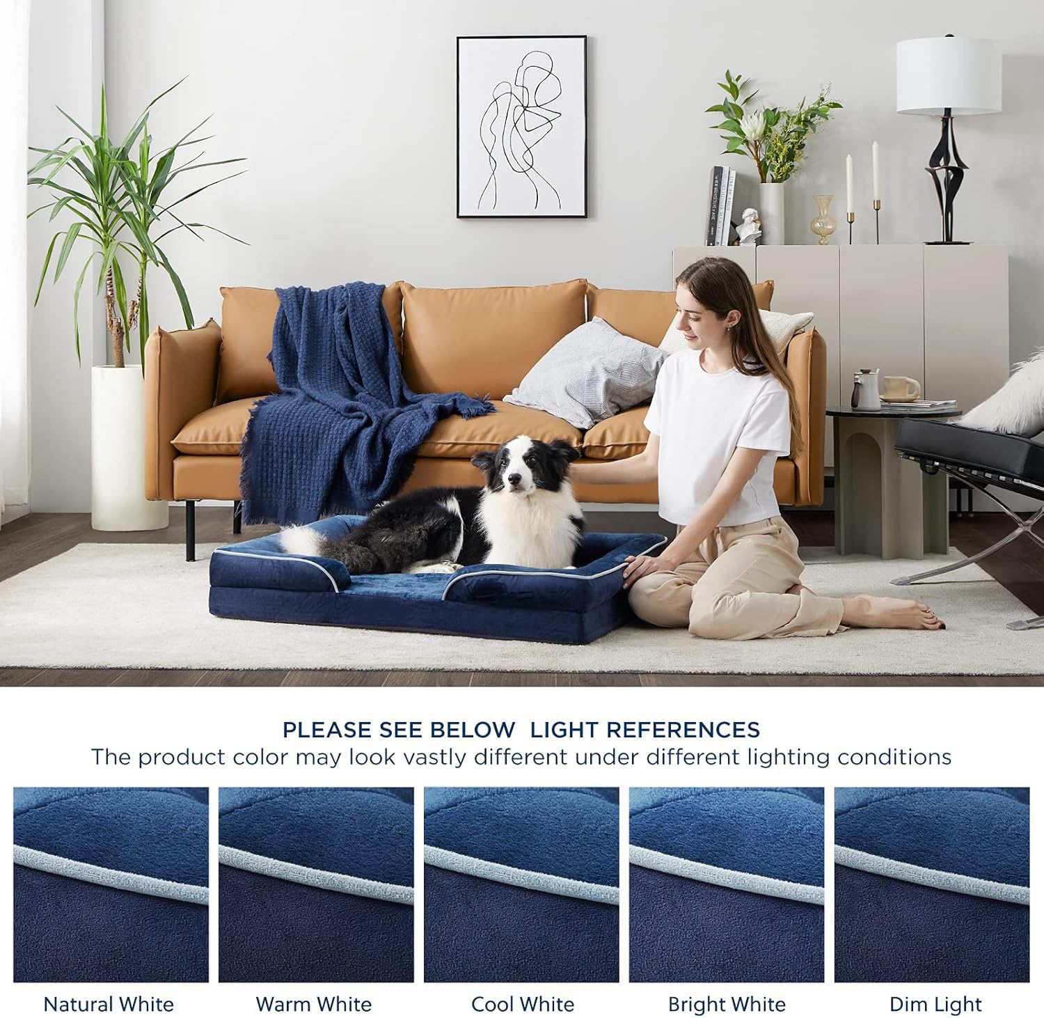 Cutepups Orthopedic Dog Bed Comfortable Dog Mattress for Sleeping, Washable pet Bed for Dogs (Navy Blue)