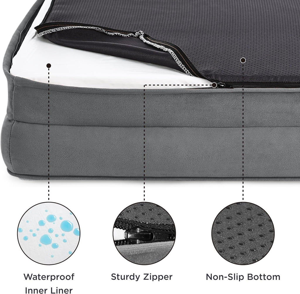 Cutepups Orthopedic Dog Bed Comfortable Dog Mattress for Sleeping, Washable pet Bed for Dogs (Only Grey)