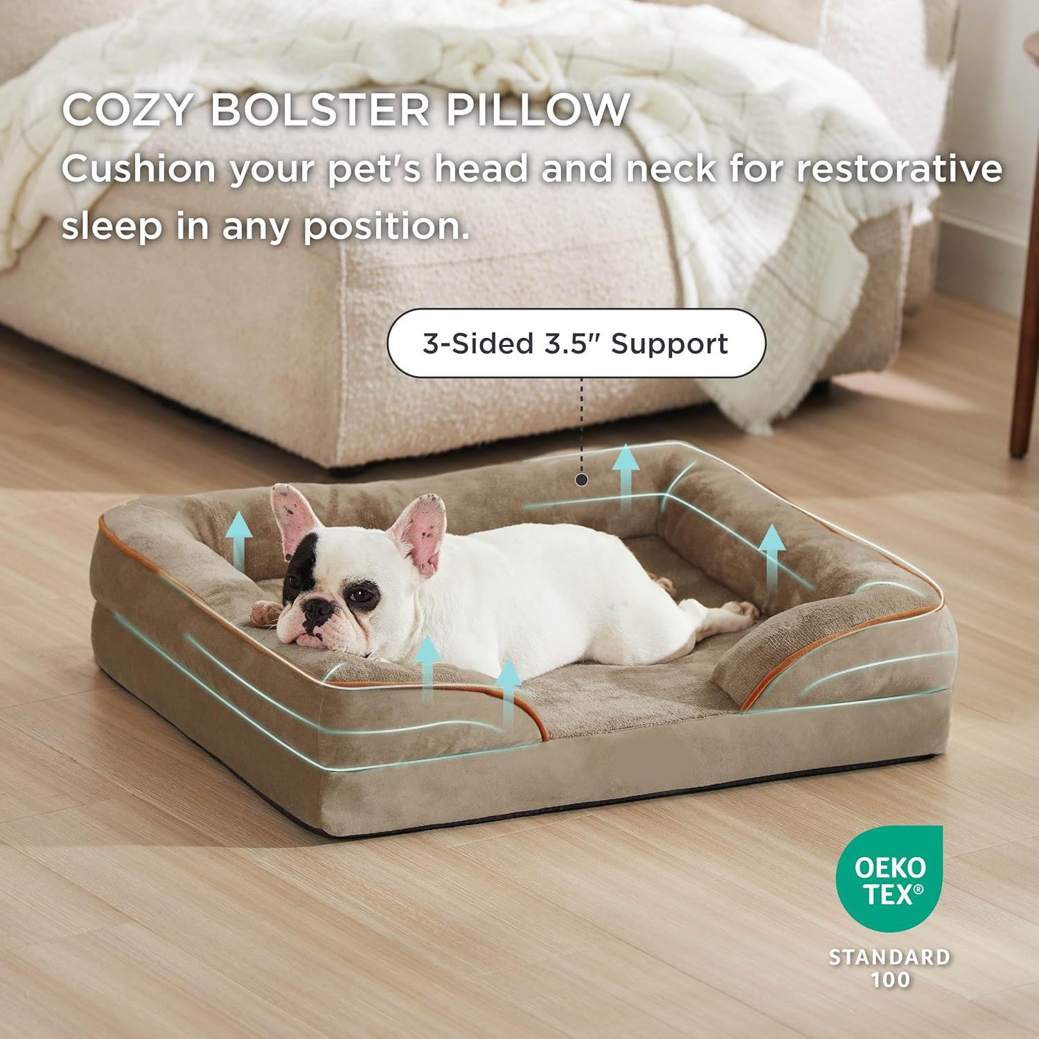 Cutepups Orthopedic Dog Bed Comfortable Dog Mattress for Sleeping, Washable pet Bed for Dogs (Hazel)