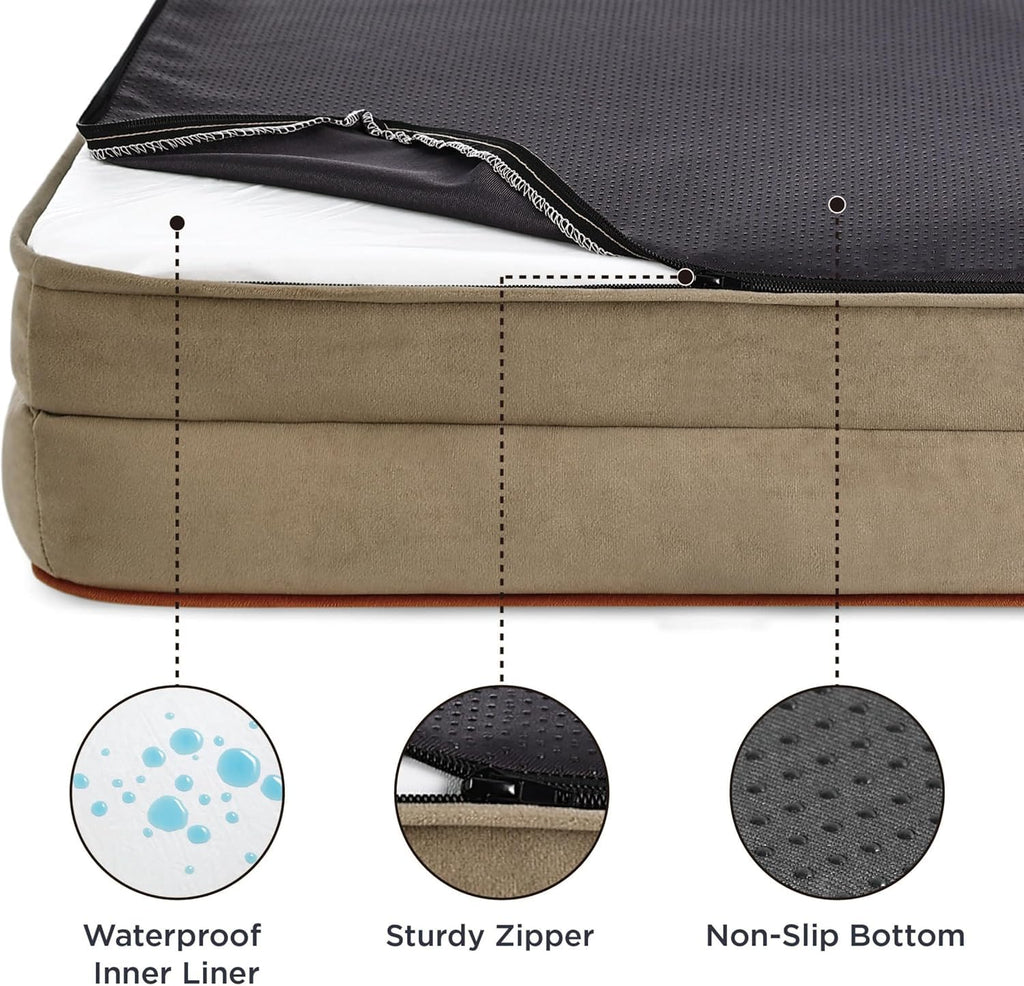 Cutepups Orthopedic Dog Bed Comfortable Dog Mattress for Sleeping, Washable pet Bed for Dogs (Hazel)