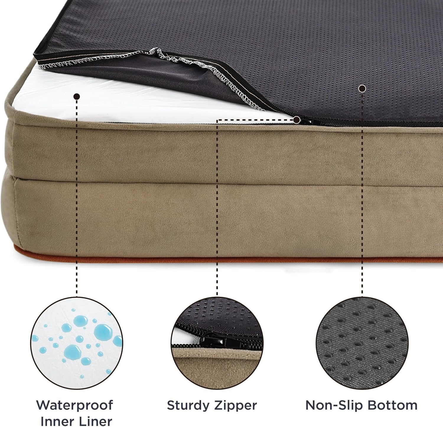 Cutepups Orthopedic Dog Bed Comfortable Dog Mattress for Sleeping, Washable pet Bed for Dogs (Hazel)