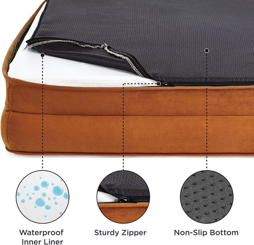 Cutepups Orthopedic Dog Bed Comfortable Dog Mattress for Sleeping, Washable pet Bed for Dogs (Brown/Cream)