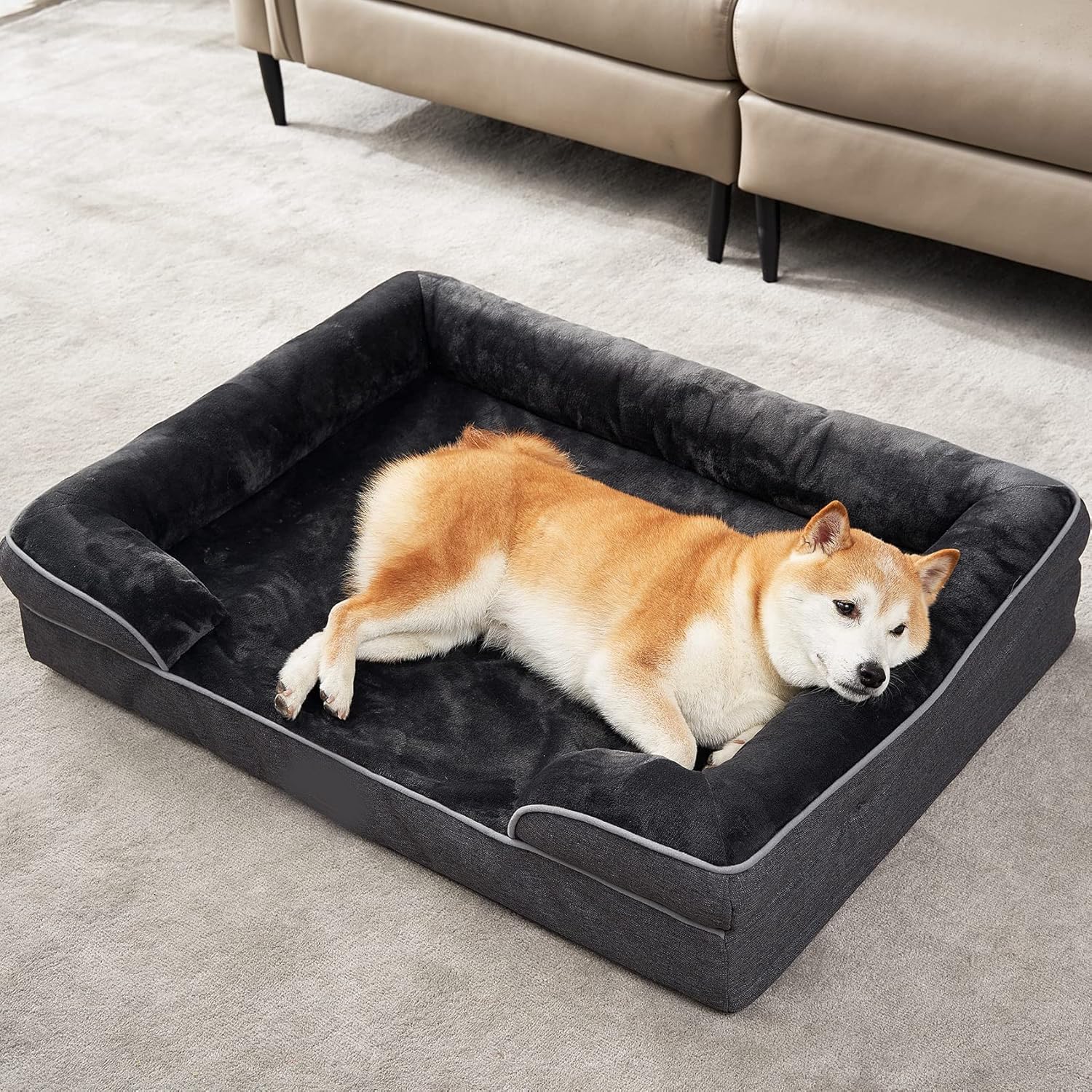 Cutepups Orthopedic Dog Bed Comfortable Dog Mattress for Sleeping, Washable pet Bed for Dogs (Black)