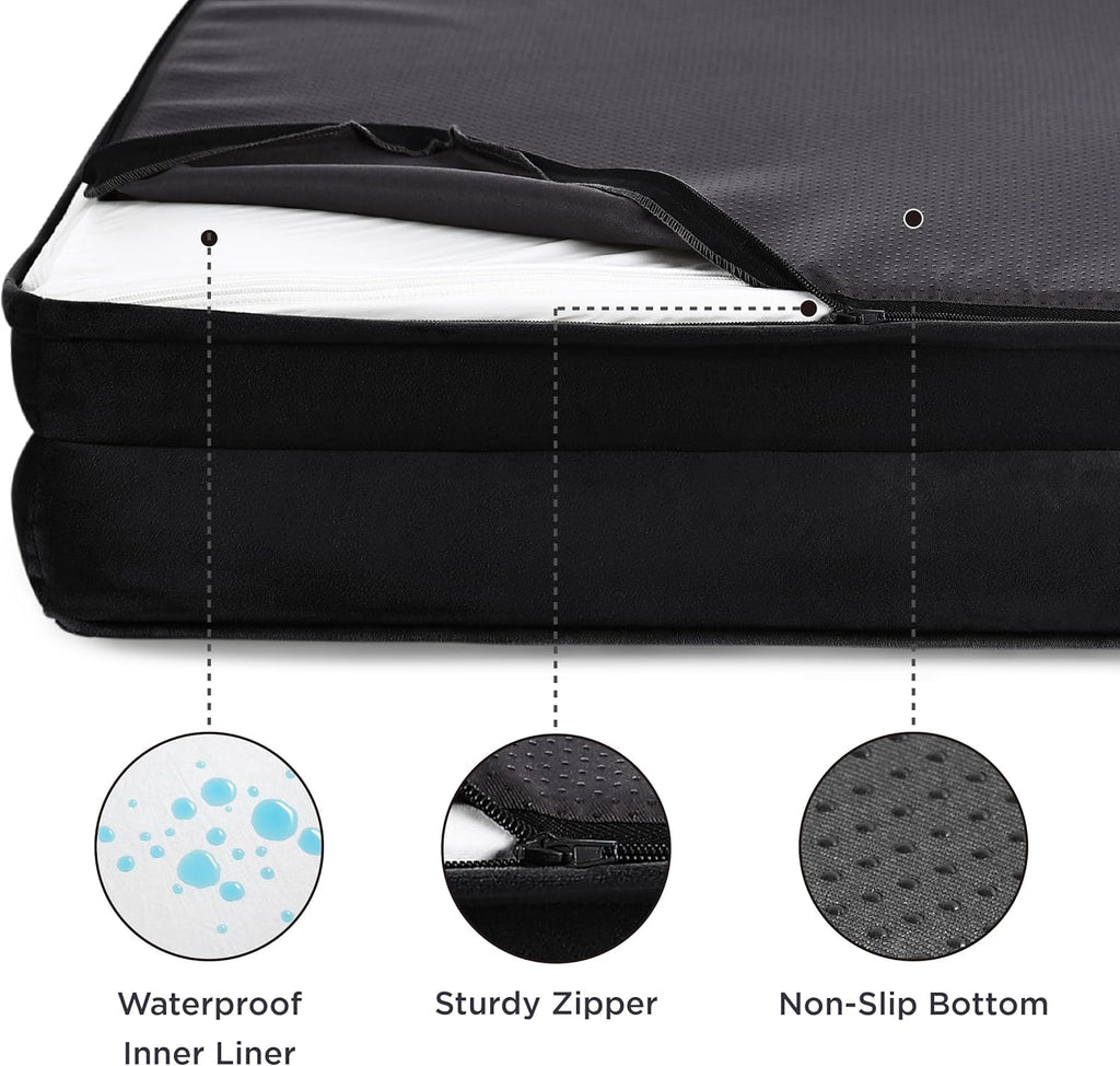 Cutepups Orthopedic Dog Bed Comfortable Dog Mattress for Sleeping, Washable pet Bed for Dogs (Black)